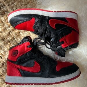 Kids Retro Jordan Black and Red High-Top Sneakers Size 10C